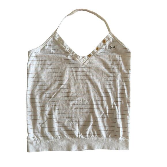 Le Tigre Vintage White and Gold Striped Halter Top Tank 90s Y2K size large - Picture 2 of 6